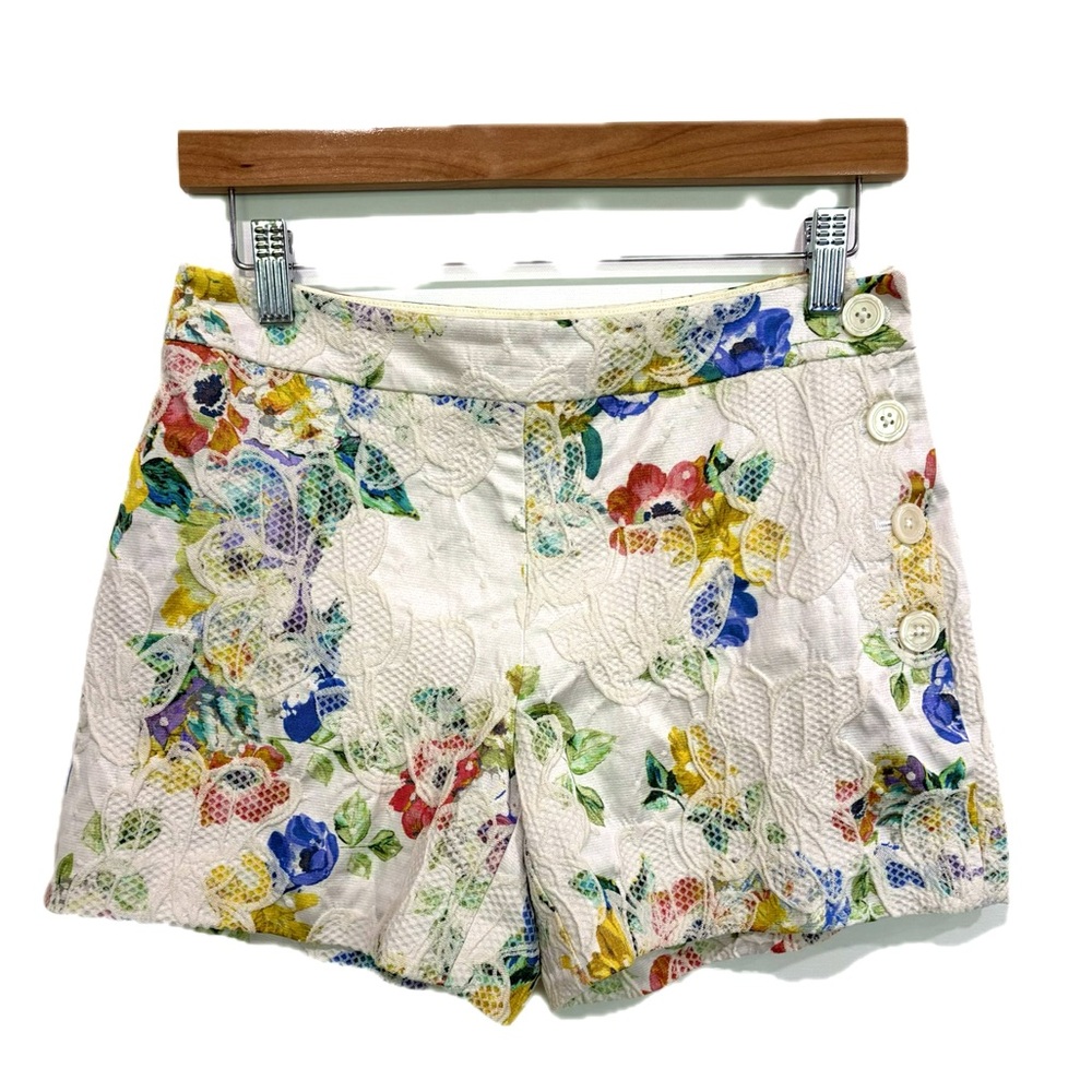 Elevenses Anthropologie Catalonia Shorts Womens Size 0 Floral Lace Applique